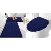 image:imageSmiry Bathroom Rugs Set 2 Piece30x20 Plus 24x16 and Toilet Lid Cover 175x15 Soft and Absorbent Bath Mat Machine Washable NonSlip Plush Carpet Runner for Tub Shower and Home DecorNavy Blue