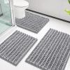 image:imageSmiry Bathroom Rugs Sets 3 Piece Soft Absorbent Non Slip Rubber Backing Machine Washable Quick Dry Chenille Bath Rug Set for Tub Shower and Floor 30x2024x1624x20 CamelGrey