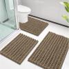 image:imageSmiry Bathroom Rugs Sets 3 Piece Soft Absorbent Non Slip Rubber Backing Machine Washable Quick Dry Chenille Bath Rug Set for Tub Shower and Floor 30x2024x1624x20 CamelCamel