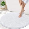 image:imageSmiry Luxury Chenille Round 30x30 Extra Soft and Absorbent Shaggy Bathroom Mat Rugs Machine Washable NonSlip Plush Carpet for Tub Shower and Bath Room White