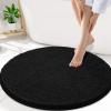 image:imageSmiry Luxury Chenille Round 30x30 Extra Soft and Absorbent Shaggy Bathroom Mat Rugs Machine Washable NonSlip Plush Carpet for Tub Shower and Bath Room Black