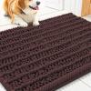 image:imageSmiry Dog Door Mat for Muddy Paws 30x20 Extra Soft Absorbent Chenille Doormat Trap Moisture and Dirt NonSlip Machine Washable Front Door Mat for Indoor Entrance Inside Floor Atlantic BlueBrown