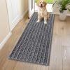 image:imageSmiry Dog Door Mat for Muddy Paws 30x20 Extra Soft Absorbent Chenille Doormat Trap Moisture and Dirt NonSlip Machine Washable Front Door Mat for Indoor Entrance Inside Floor Atlantic BlueDark Grey