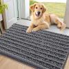 image:imageSmiry Dog Door Mat for Muddy Paws 30x20 Extra Soft Absorbent Chenille Doormat Trap Moisture and Dirt NonSlip Machine Washable Front Door Mat for Indoor Entrance Inside Floor Atlantic BlueDark Grey