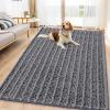 image:imageSmiry Dog Door Mat for Muddy Paws 30x20 Extra Soft Absorbent Chenille Doormat Trap Moisture and Dirt NonSlip Machine Washable Front Door Mat for Indoor Entrance Inside Floor Atlantic BlueDark Grey