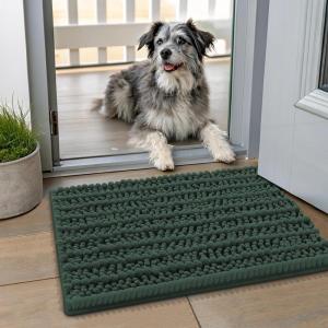 image:imageSmiry Dog Door Mat for Muddy Paws 30x20 Extra Soft Absorbent Chenille Doormat Trap Moisture and Dirt NonSlip Machine Washable Front Door Mat for Indoor Entrance Inside Floor Atlantic BlueGreen