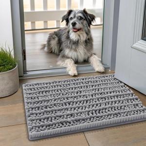 image:imageSmiry Dog Door Mat for Muddy Paws 30x20 Extra Soft Absorbent Chenille Doormat Trap Moisture and Dirt NonSlip Machine Washable Front Door Mat for Indoor Entrance Inside Floor Atlantic BlueGrey