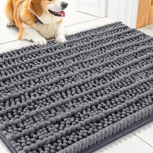 image:imageSmiry Dog Door Mat for Muddy Paws 30x20 Extra Soft Absorbent Chenille Doormat Trap Moisture and Dirt NonSlip Machine Washable Front Door Mat for Indoor Entrance Inside Floor Atlantic BlueDark Grey