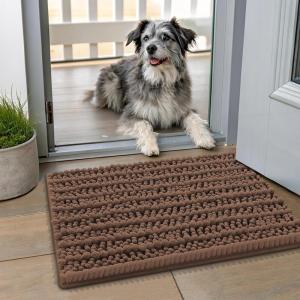 image:imageSmiry Dog Door Mat for Muddy Paws 30x20 Extra Soft Absorbent Chenille Doormat Trap Moisture and Dirt NonSlip Machine Washable Front Door Mat for Indoor Entrance Inside Floor Atlantic BlueMocha