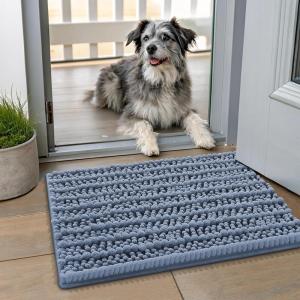 image:imageSmiry Dog Door Mat for Muddy Paws 30x20 Extra Soft Absorbent Chenille Doormat Trap Moisture and Dirt NonSlip Machine Washable Front Door Mat for Indoor Entrance Inside Floor Atlantic BlueAiry Blue