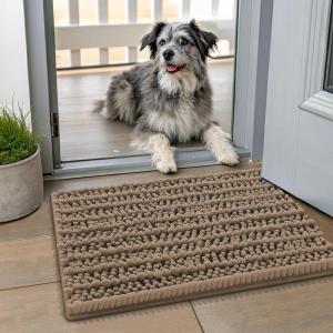 image:imageSmiry Dog Door Mat for Muddy Paws 30x20 Extra Soft Absorbent Chenille Doormat Trap Moisture and Dirt NonSlip Machine Washable Front Door Mat for Indoor Entrance Inside Floor Atlantic BlueCamel