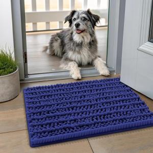 image:imageSmiry Dog Door Mat for Muddy Paws 30x20 Extra Soft Absorbent Chenille Doormat Trap Moisture and Dirt NonSlip Machine Washable Front Door Mat for Indoor Entrance Inside Floor Atlantic BlueNavy Blue