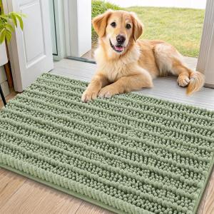 image:imageSmiry Dog Door Mat for Muddy Paws 30x20 Extra Soft Absorbent Chenille Doormat Trap Moisture and Dirt NonSlip Machine Washable Front Door Mat for Indoor Entrance Inside Floor Atlantic BlueSage Green