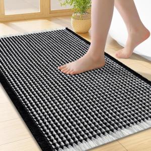 image:imageSmiry Waffle Bath Mat 30x20 Extra Soft Absorbent Bathroom Rugs Non Slip Machine Washable Quick Dry Bath Rugs for Bathroom Floor Tub Shower Home Decor Accessories BrownBlack  Cream