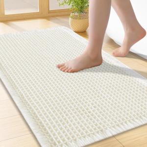 image:imageSmiry Waffle Bath Mat 30x20 Extra Soft Absorbent Bathroom Rugs Non Slip Machine Washable Quick Dry Bath Rugs for Bathroom Floor Tub Shower Home Decor Accessories BrownCream
