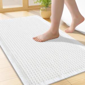 image:imageSmiry Waffle Bath Mat 30x20 Extra Soft Absorbent Bathroom Rugs Non Slip Machine Washable Quick Dry Bath Rugs for Bathroom Floor Tub Shower Home Decor Accessories BrownWhite