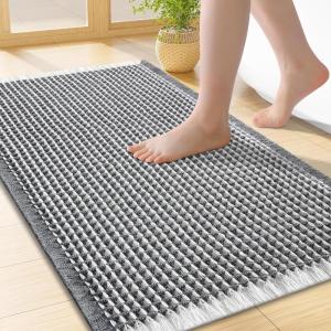 image:imageSmiry Waffle Bath Mat 30x20 Extra Soft Absorbent Bathroom Rugs Non Slip Machine Washable Quick Dry Bath Rugs for Bathroom Floor Tub Shower Home Decor Accessories BrownDarkgrey  Cream