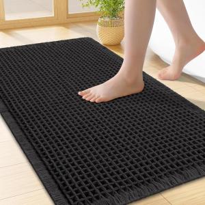 image:imageSmiry Waffle Bath Mat 30x20 Extra Soft Absorbent Bathroom Rugs Non Slip Machine Washable Quick Dry Bath Rugs for Bathroom Floor Tub Shower Home Decor Accessories BrownBlack