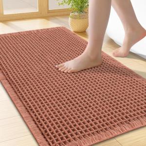 image:imageSmiry Waffle Bath Mat 30x20 Extra Soft Absorbent Bathroom Rugs Non Slip Machine Washable Quick Dry Bath Rugs for Bathroom Floor Tub Shower Home Decor Accessories BrownOrange