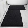 image:imageSmiry Bathroom Rugs and Mats Set of 3 Non Slip Absorbent Shaggy Bath Rug for Tub Shower and Bath Room 16x 2430 x 2036x24 Black