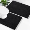 image:imageSmiry Chenille Bathroom Rugs 24x16 and UShaped Toilet Bath Rugs 24x2024x20 Extra Soft and Absorbent Shaggy Bath Mat Machine Washable NonSlip Plush Carpet Black