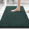 image:imageSmiry Front Door Mat Outside Entrance Black Green 295 x 17 and Luxury Chenille Bathroom Rugs Green 30 x 20 2 Item Bundle