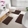 image:imageSmiry Memory Foam Bath Mat 24x16 and UShaped Toilet Bathroom Rugs 20x20Super Soft Absorbent Bathroom Rugs Non Slip Bath Rug Runner for Bathroom Floors Brown