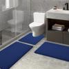 image:imageSmiry Memory Foam Bath Mat Set 24x16 and 30x20 Navy Blue Super Soft Absorbent Bathroom Rugs Non Slip Bath Rug Runner for Shower Bathroom Floors