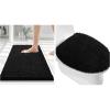 image:imageSmiry Bathroom Rugs 24x16 and Toilet Lid Cover 175x15 Soft and Absorbent Shaggy Bath Mat Machine Washable NonSlip Plush Carpet Runner for Tub Shower and Floor Home DecorBlack