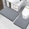 image:imageSmiry Memory Foam Bath Mat 24x16 and 24x20 UShaped Toilet Extra Soft Absorbent Bathroom Rugs Non Slip Bath Rug Runner for Shower Bathroom Floors Dark Grey