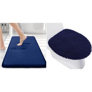 image:imageSmiry Bathroom Rugs 30x20 and Toilet Lid Cover 175x15 Soft and Absorbent Bath Mat Machine Washable NonSlip Plush Carpet Runner for Tub Shower and Floor Home Decor Navy Blue