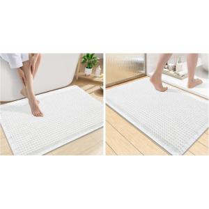 image:imageSmiry Bathroom Rugs Set 2 Piece30x20 Plus 36x24 Extra Soft Absorbent Bath Mats Non Slip Machine Washable Quick Dry Bath Rugs for Bathroom Floor Tub Shower Whtie