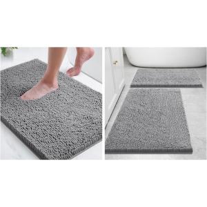 image:imageSmiry Bathroom Rugs and Mats Set of 3 Non Slip Absorbent Shaggy Bath Rug for Tub Shower and Bath Room 24 x 1624 x 1630 x 20 Grey