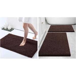 image:imageSmiry Bathroom Rugs and Mats Set of 3 Non Slip Absorbent Shaggy Bath Rug for Tub Shower and Bath Room 24x 1630 x 2030 x 20 Brown