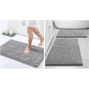 image:imageSmiry Bathroom Rugs and Mats Set of 3 Non Slip Absorbent Shaggy Bath Rug for Tub Shower and Bath Room 24x 1630 x 2030 x 20 Grey