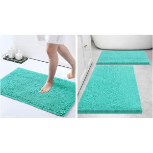 image:imageSmiry Bathroom Rugs and Mats Set of 3 Non Slip Absorbent Shaggy Bath Rug for Tub Shower and Bath Room 30x 2030x 2024 x16 Turquoise