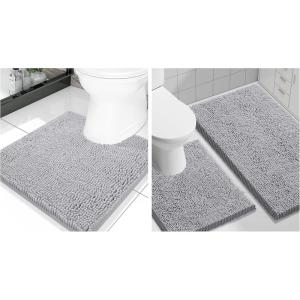 image:imageSmiry Chenille Bathroom Rugs 30x20 and UShaped Toilet Bath Rugs 20x2024x20 Extra Soft and Absorbent Shaggy Bath Mat Machine Washable NonSlip Plush Carpet Grey