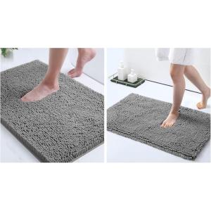 image:imageSmiry Chenille Bathroom Rugs 30x2024x16 Extra Soft and Absorbent Shaggy Bath Mat Machine Washable NonSlip Plush Carpet Dark Grey