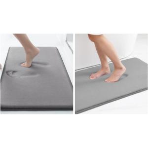 image:imageSmiry Memory Foam Bath Mat Set 24x16 36 x 24 Super Soft Absorbent Bathroom Rugs Non Slip Bath Rug Runner for Bathroom Floors Grey