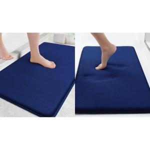image:imageSmiry Memory Foam Bath Mat Set 24x16 and 30x20 Navy Blue Super Soft Absorbent Bathroom Rugs Non Slip Bath Rug Runner for Shower Bathroom Floors