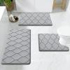 image:imageSmiry Memory Foam Bath Mat Set 30x20 and 30x20 Grey Super Soft Absorbent Bathroom Rugs Non Slip Bath Rug Runner for Shower Bathroom Floors Grey