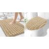 image:imageSmiry Bathroom Rugs 24x16 and Toilet Lid Cover 175x15 Soft and Absorbent Bath Mat Machine Washable NonSlip Plush Carpet Runner for Tub Shower and Floor Home DecorBeige
