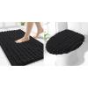 image:imageSmiry Bathroom Rugs 30x20 and Toilet Lid Cover 175x15 Soft and Absorbent Bath Mat Machine Washable NonSlip Plush Carpet Runner for Tub Shower and Floor Home DecorBlack