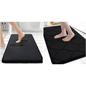 image:imageSmiry Memory Foam Bath Mat Set 30x20 and 30x20 Black Super Soft Absorbent Bathroom Rugs Non Slip Bath Rug Runner for Shower Bathroom FloorsBlack