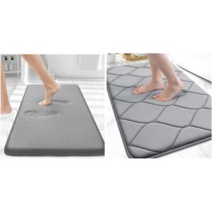 image:imageSmiry Memory Foam Bath Mat Set 30x20 and 30x20 Grey Super Soft Absorbent Bathroom Rugs Non Slip Bath Rug Runner for Shower Bathroom Floors Grey