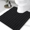 image:imageSmiry Bathroom Rugs U Shaped 24x20 and Toilet Lid Cover 175x15 Soft and Absorbent Bath Mat Machine Washable NonSlip Plush Carpet Runner for Tub Shower and Floor Home DecorBlack