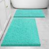 image:imageSmiry Bathroom Rugs and Mats Set of 3 Non Slip Absorbent Shaggy Bath Rug for Tub Shower and Bath Room 24x 1624x 1630 x 20 Turquoise
