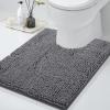 image:imageSmiry Chenille Bathroom Rugs 30x20 and UShaped Toilet Bath Rugs 24x20 Extra Soft and Absorbent Shaggy Bath Mat Machine Washable NonSlip Plush Carpet Grey