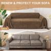 image:imageSmiry Couch Cover for Dogs Washable Chenille Sofa Covers for 3 Cushion Couch Soft Sofa Slipcover for Pets Thick Sectional Furniture Protector Throw Blanket with Tassels Beige 71x118 InchChocolate