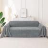 image:imageSmiry Couch Cover for Dogs Washable Chenille Sofa Covers for 3 Cushion Couch Soft Sofa Slipcover for Pets Thick Sectional Furniture Protector Throw Blanket with Tassels Beige 71x118 InchGrey